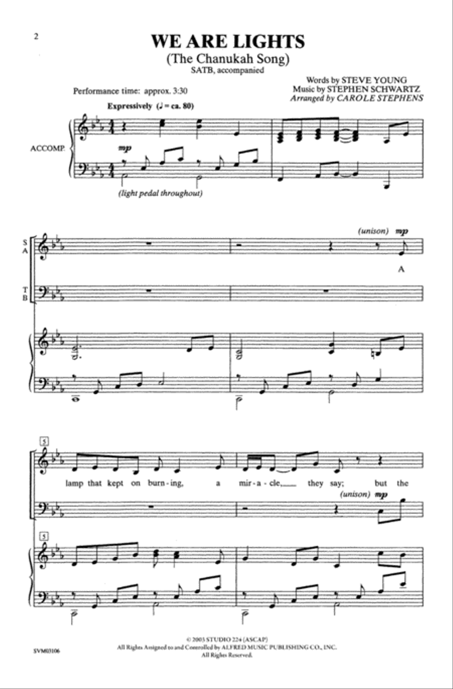We Are Lights (The Chanukah Song) Choir scores gallery preview page 1
