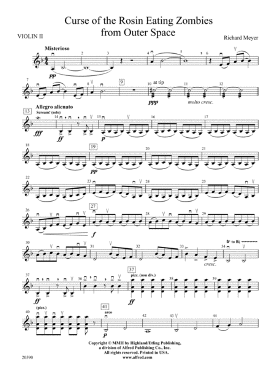 Curse of the Rosin Eating Zombies from Outer Space: 2nd Violin String Orchestra scores gallery preview page 1