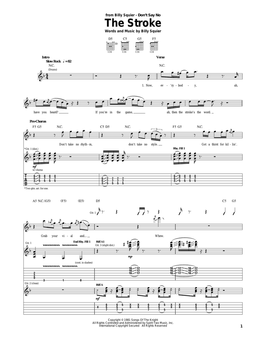 The Stroke The Stroke Guitar Tablature scores gallery preview page 1