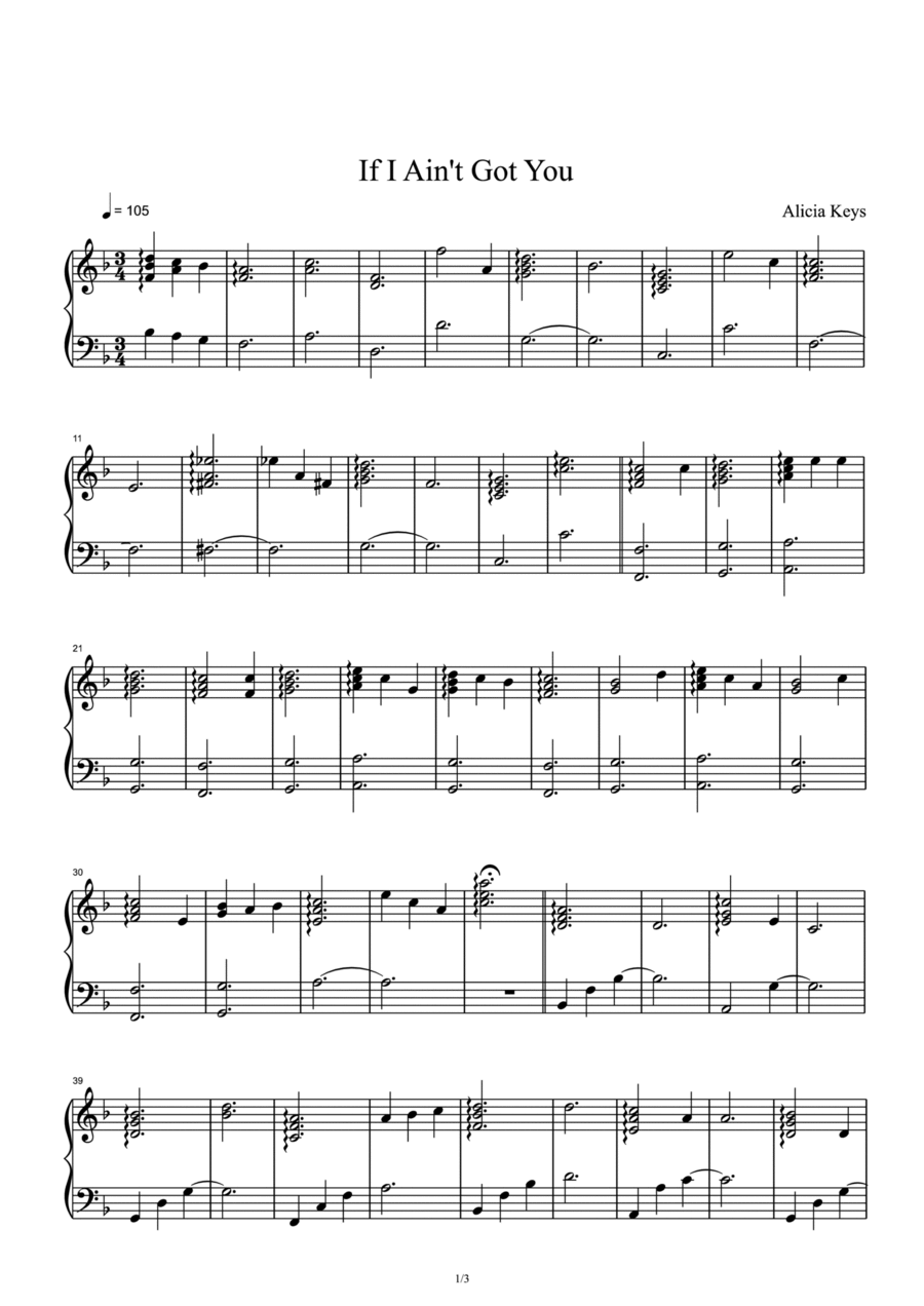 If I Ain't Got You Piano Solo scores gallery preview page 1