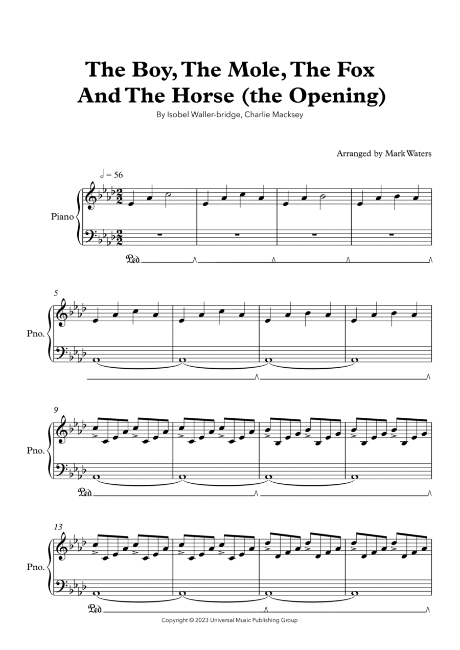 The Boy, The Mole, The Fox And The Horse (the Opening) Piano Solo scores gallery preview page 1