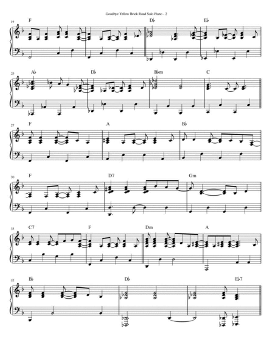 Goodbye Yellow Brick Road Piano Solo scores gallery preview page 2