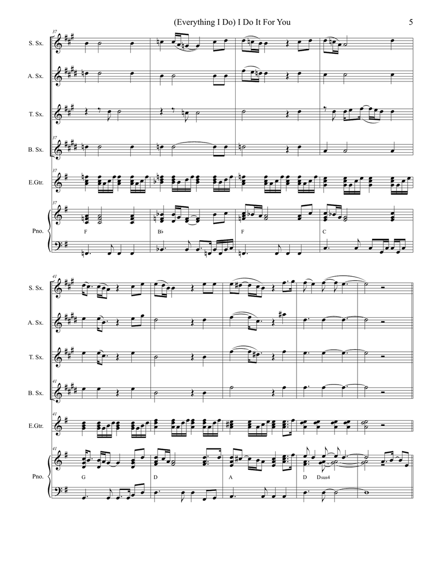 (Everything I Do) I Do It For You Saxophone Quartet scores gallery preview page 5