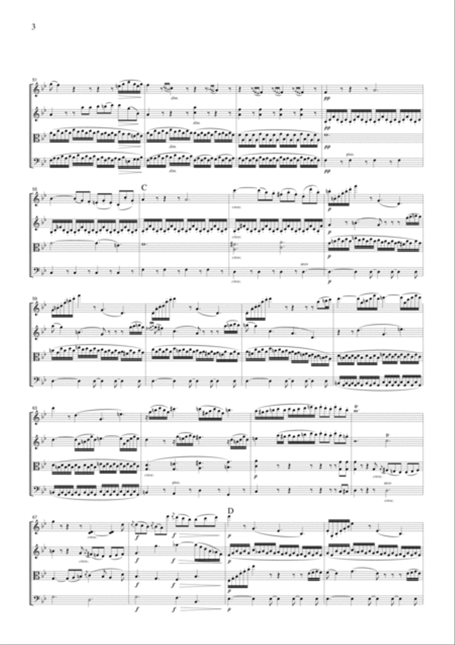 Beethoven Symphony No.6 (Pastoral), 2nd mvt., for string quartet, CB006 String Quartet scores gallery preview page 3