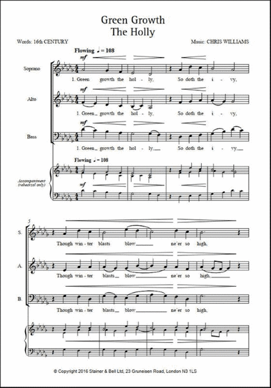 Green Growth the Holly (SAB) 3-Part scores gallery preview page 2