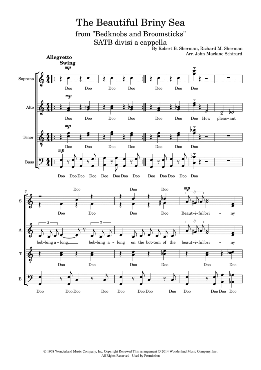 The Beautiful Briny Sea The Beautiful Briny Sea 4-Part scores gallery preview page 1
