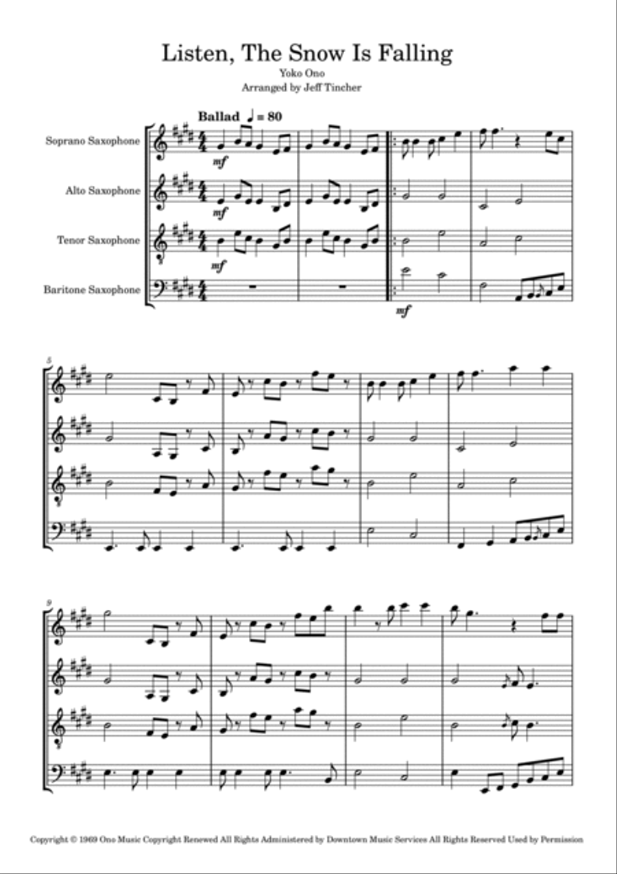 Listen, The Snow Is Falling Woodwind Quartet scores gallery preview page 2