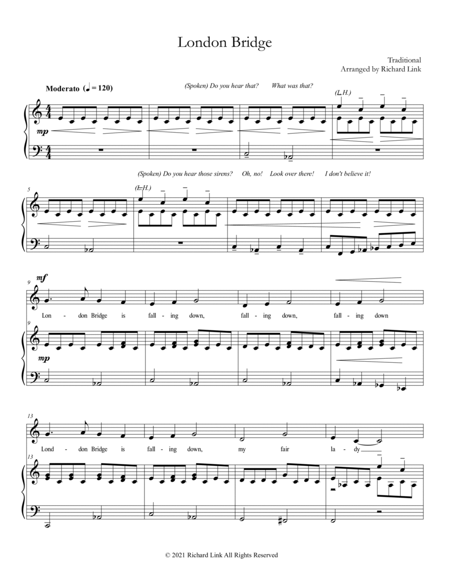 London Bridge ( a 'scary' arrangement for young singers) Voice scores gallery preview page 1