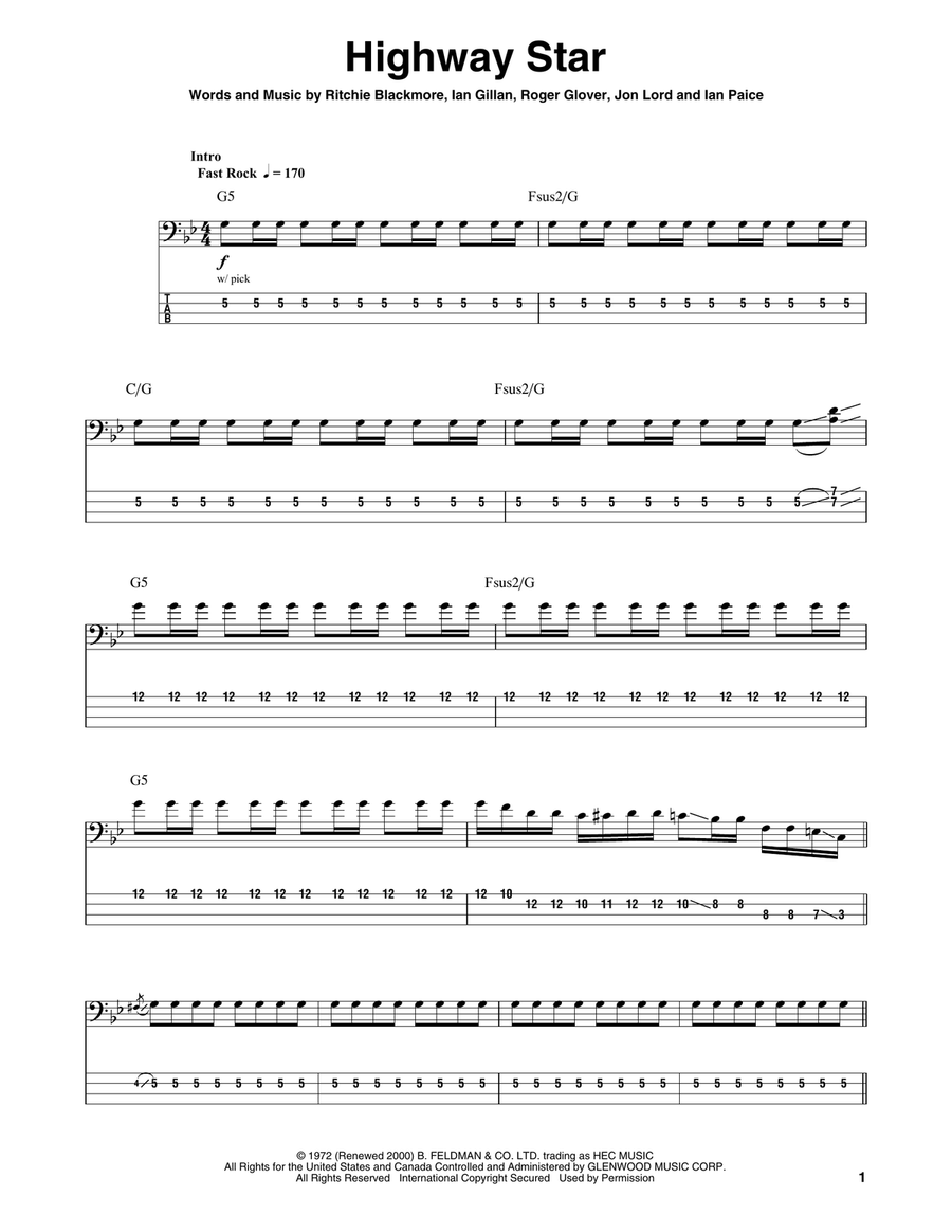 Highway Star Acoustic Guitar scores gallery preview page 1