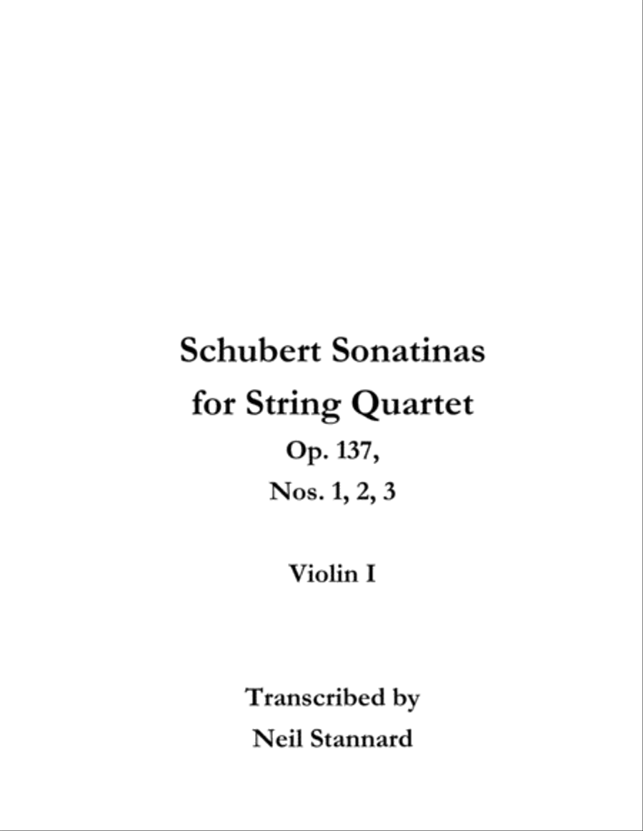Schubert Sonatinas Op. 137 for String Quartet VIOLIN I String Quartet scores gallery preview page 1