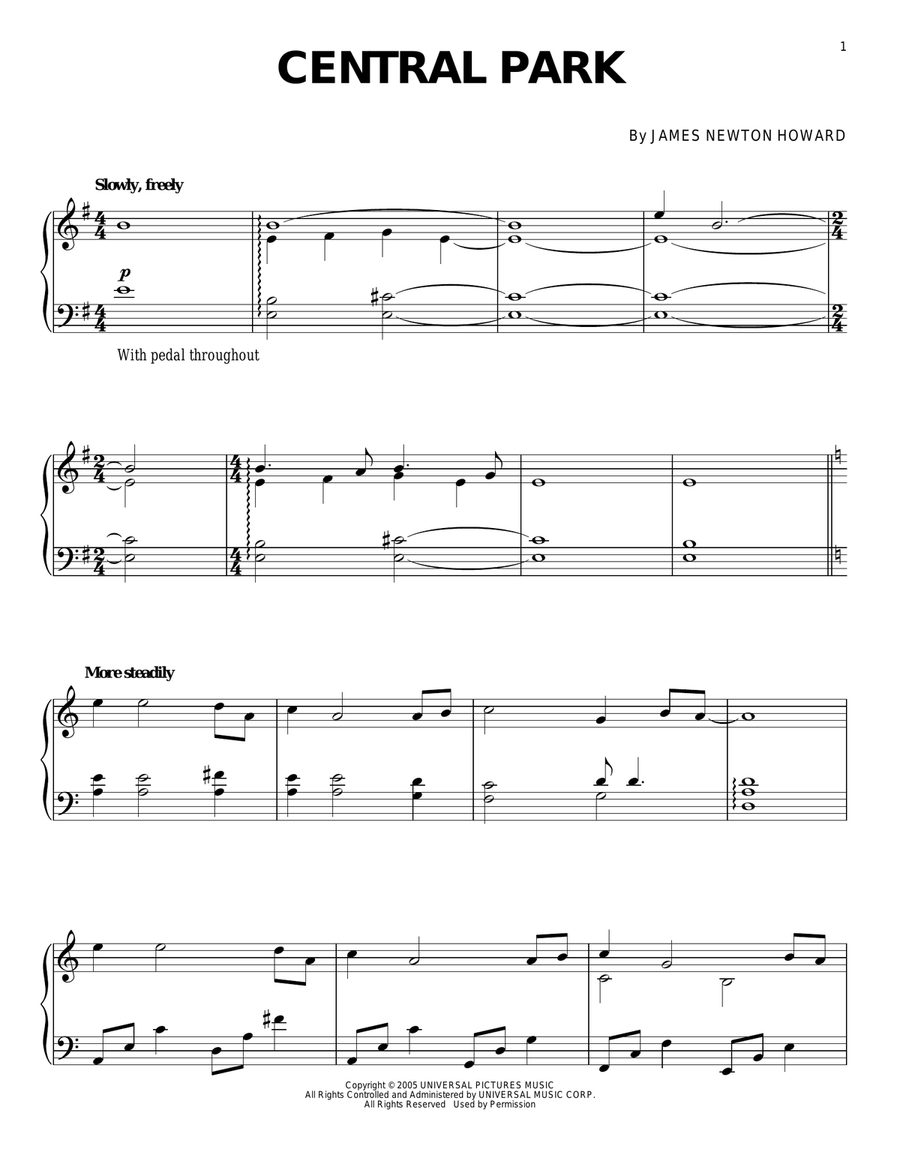 Central Park Central Park Piano Solo scores gallery preview page 1