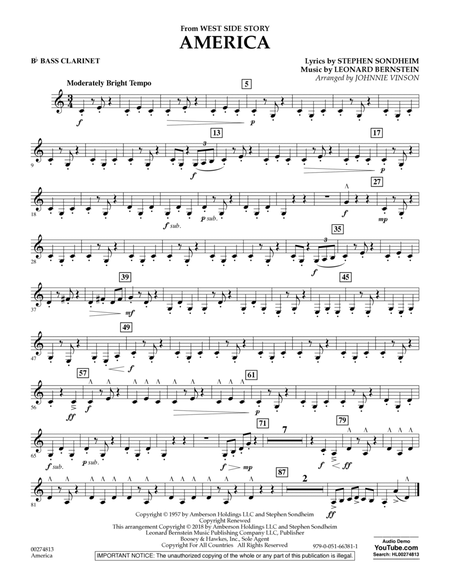 America (from West Side Story) (arr. Vinson) - Bb Bass Clarinet