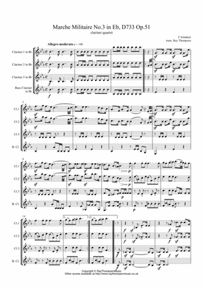 Schubert: Marche Militaire No.3 in Eb, D733 Op.51- clarinet quartet