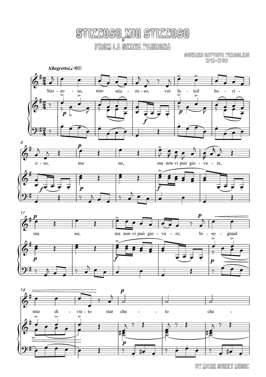 Pergolesi-Stizzoso,mio stizzoso in G Major,for Voice and Piano Pergolesi-Stizzoso,mio stizzoso in G Major,for Voice and Piano Piano, Vocal scores gallery preview page 3