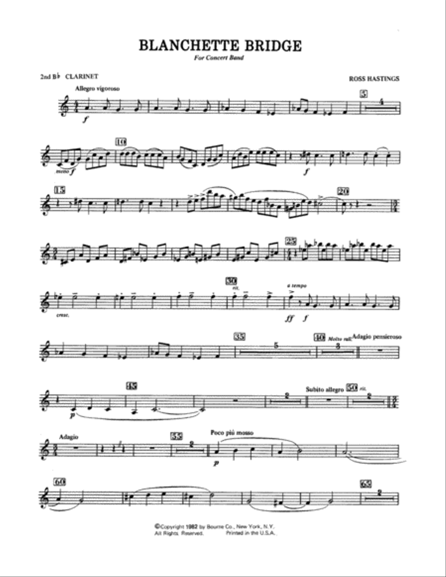 Blanchette Bridge - 2nd Bb Clarinet Concert Band scores gallery preview page 1