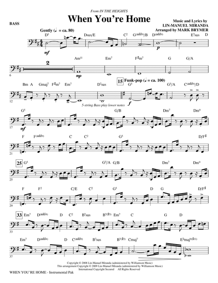 When You're Home (from In The Heights) (arr. Mark Brymer) - Bass