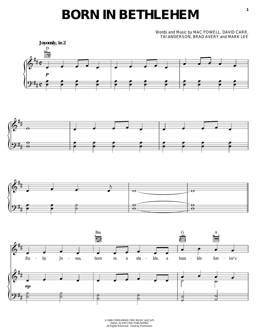 Born In Bethlehem Born In Bethlehem Piano, Vocal, Guitar scores gallery preview page 1