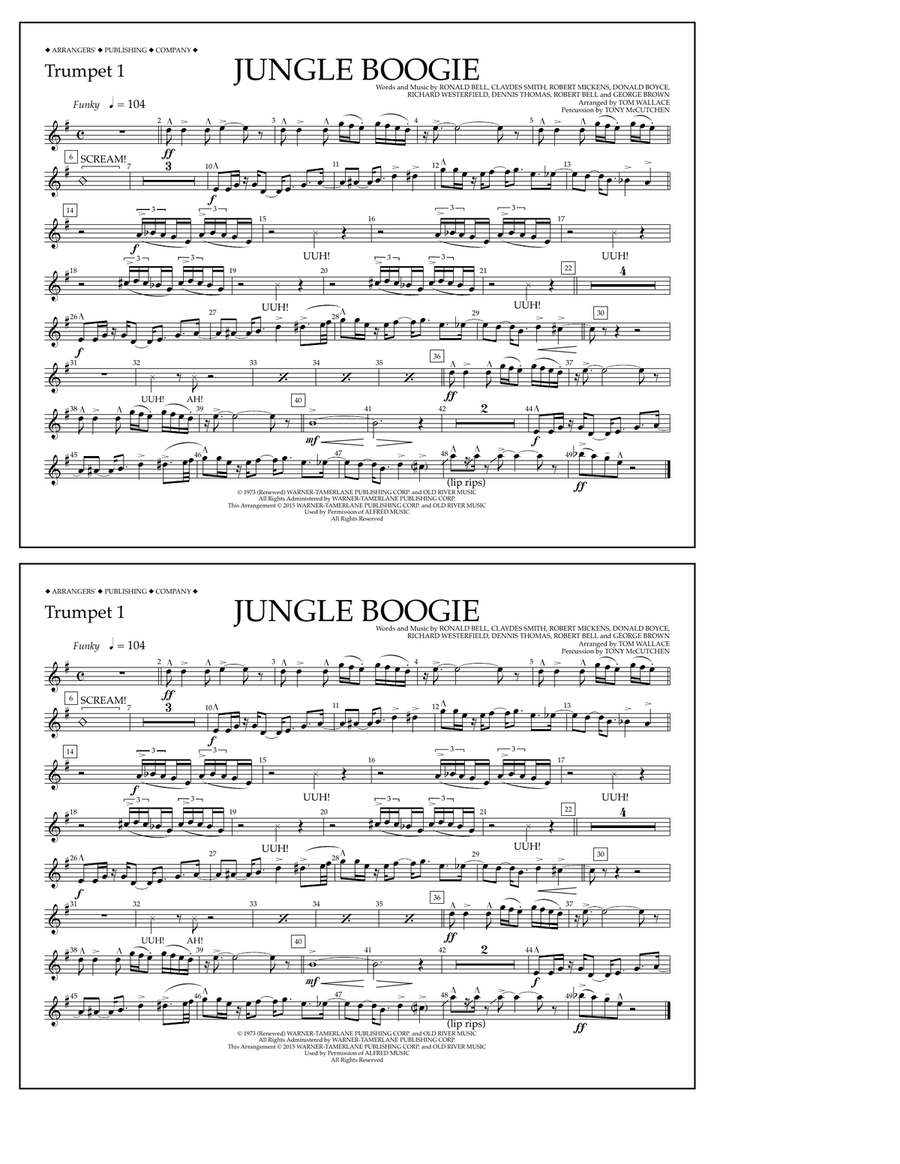 Jungle Boogie - Trumpet 1 Marching Band scores gallery preview page 1