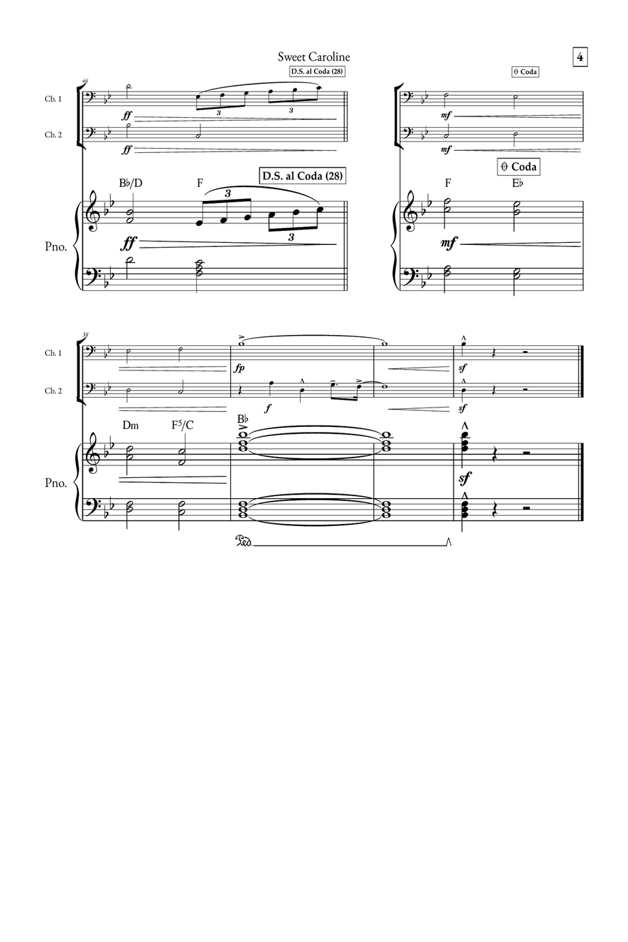 Sweet Caroline String Duet scores gallery preview page 4