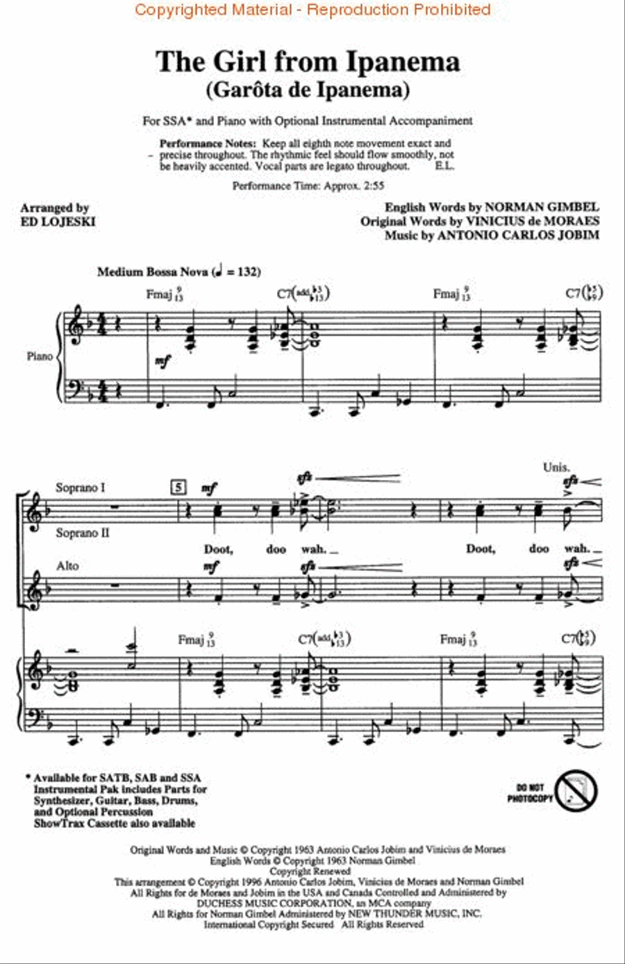 The Girl from Ipanema SSA scores gallery preview page 2