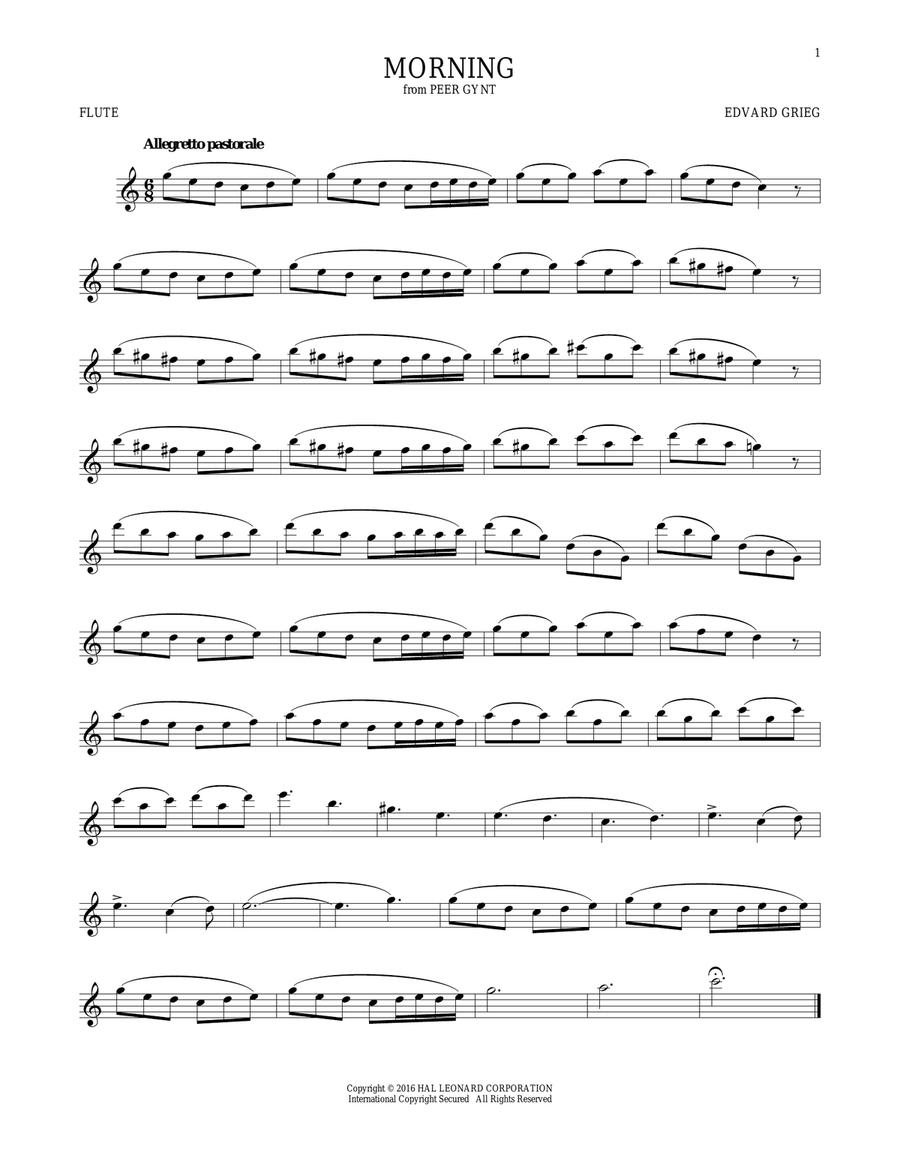 Morning Morning Flute Solo scores gallery preview page 1