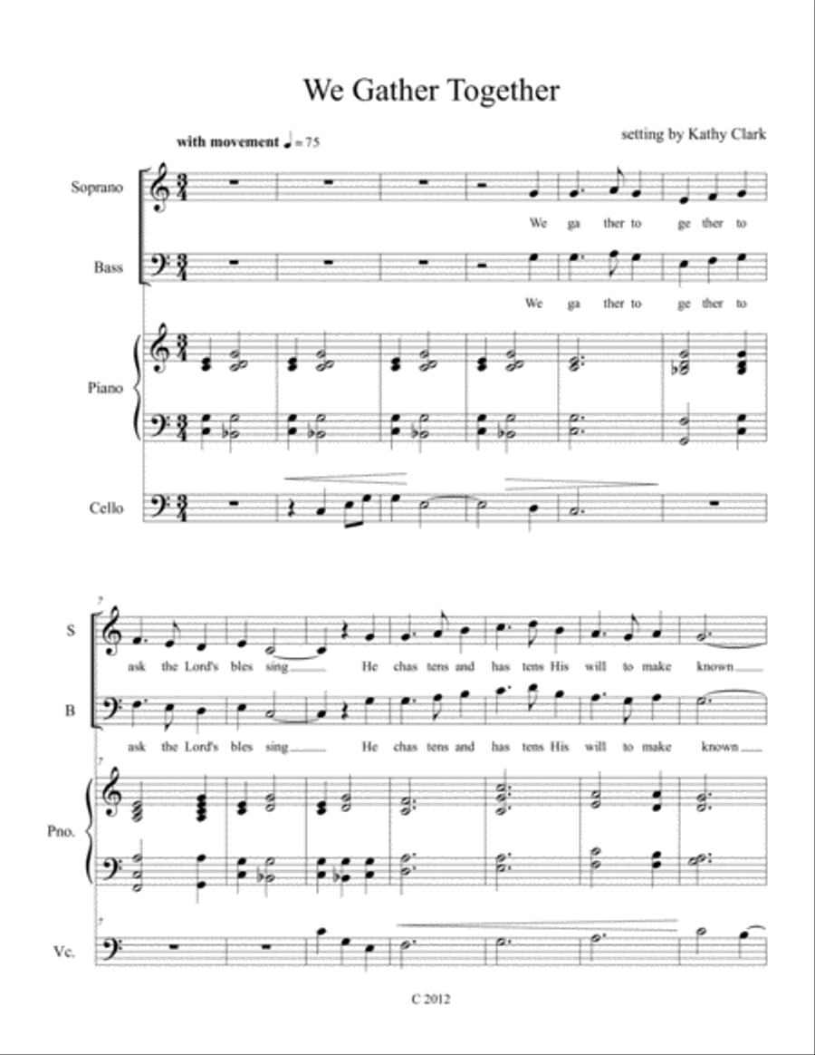 We Gather Together Piano scores gallery preview page 1