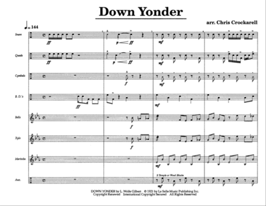 Down Yonder w/Tutor Tracks Percussion Ensemble scores gallery preview page 3