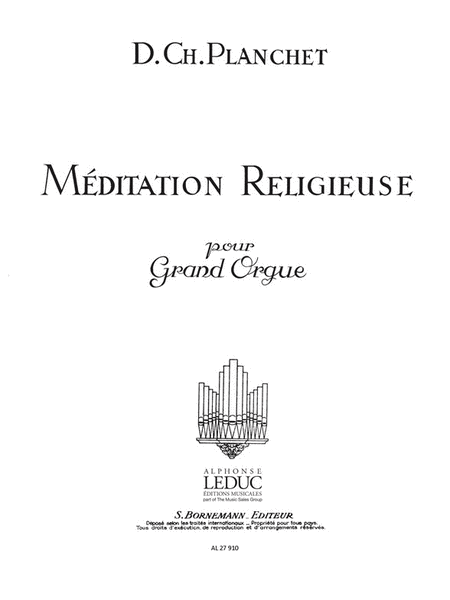 Planchet Meditation Religieuse Organ Book