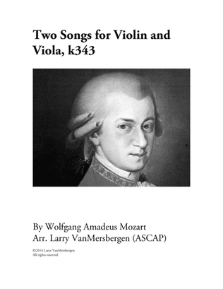 Book cover for Two Songs for Violin and Viola, K343