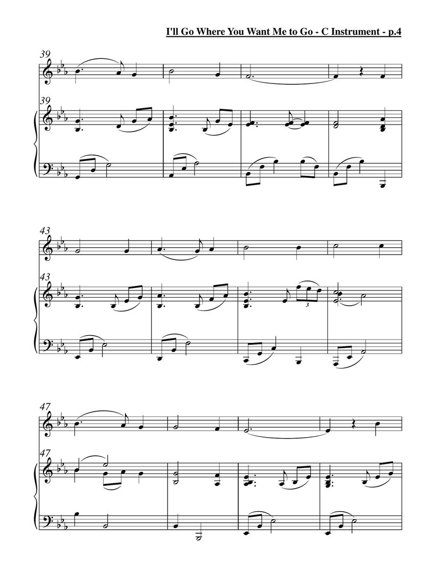 I'll Go Where You Want Me to Go (Solo Flute & Piano) Flute Solo scores gallery preview page 5