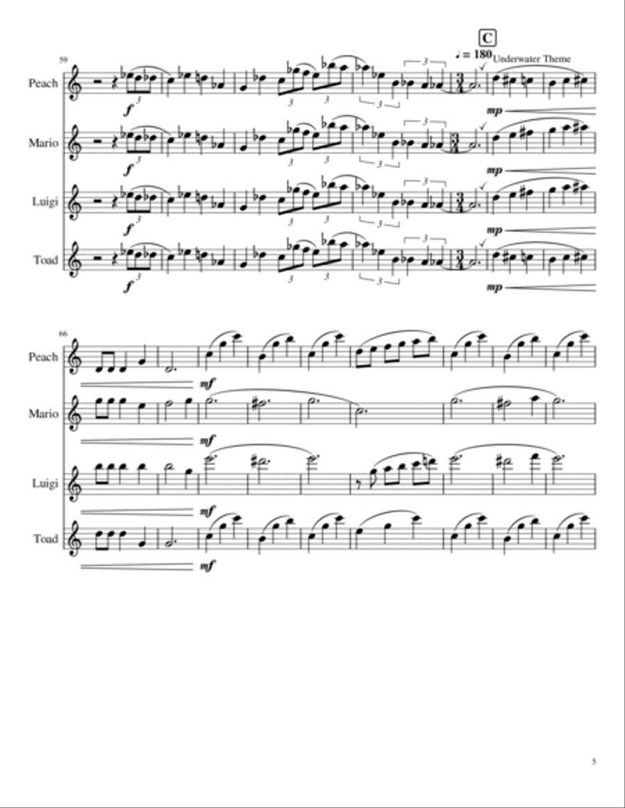 Super Mario 4 Maintheme/cues/endtheme Small Ensemble scores gallery preview page 5