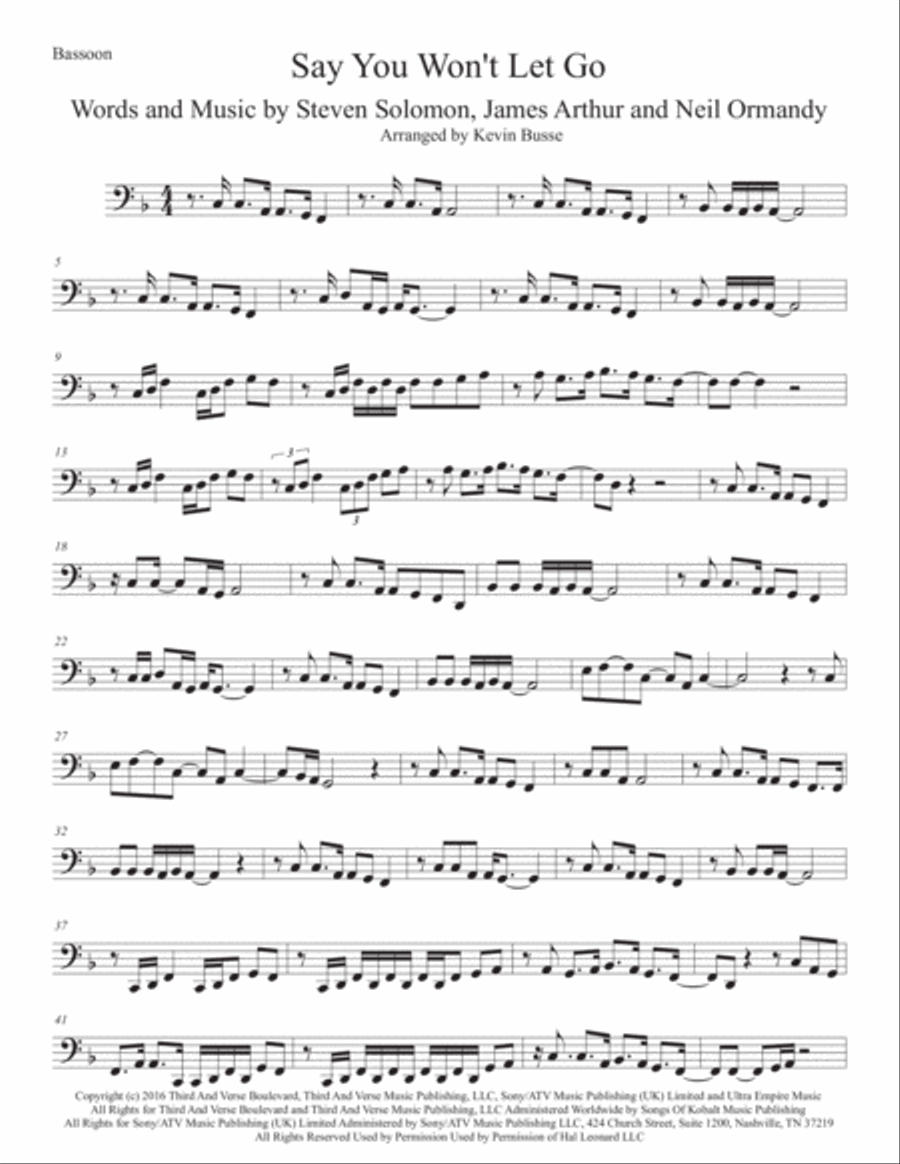 Say You Won't Let Go Say You Won't Let Go Bassoon Solo scores gallery preview page 1