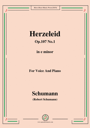 Book cover for Schumann-Herzeleid,Op.107 No.1,in e minor,for Voice&Piano