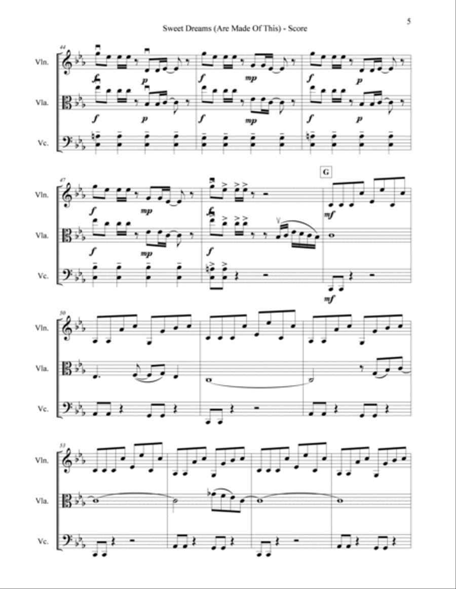 Sweet Dreams (Are Made Of This) String Trio scores gallery preview page 5
