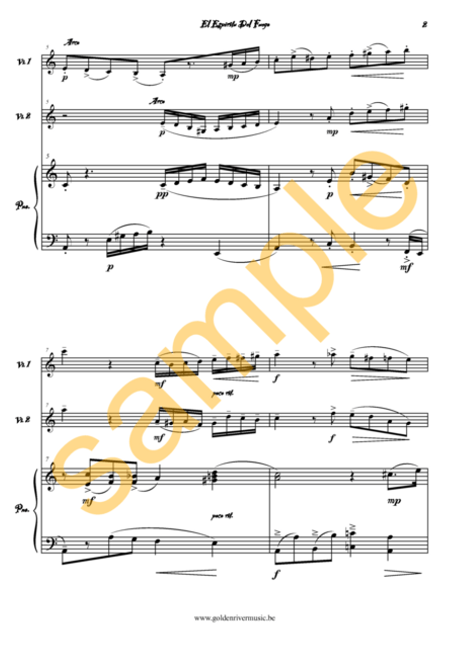 El Spiritu del Fuego / Fire Spirit for 2 violins Violin Solo scores gallery preview page 3