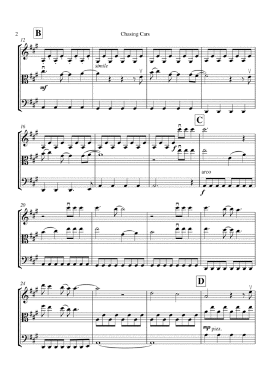Chasing Cars String Trio scores gallery preview page 3