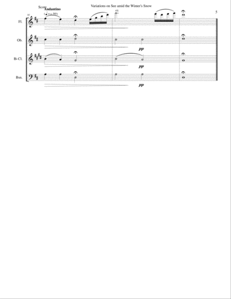 Variations on See amid the Winter's Snow for wind quartet Woodwind Quartet scores gallery preview page 5