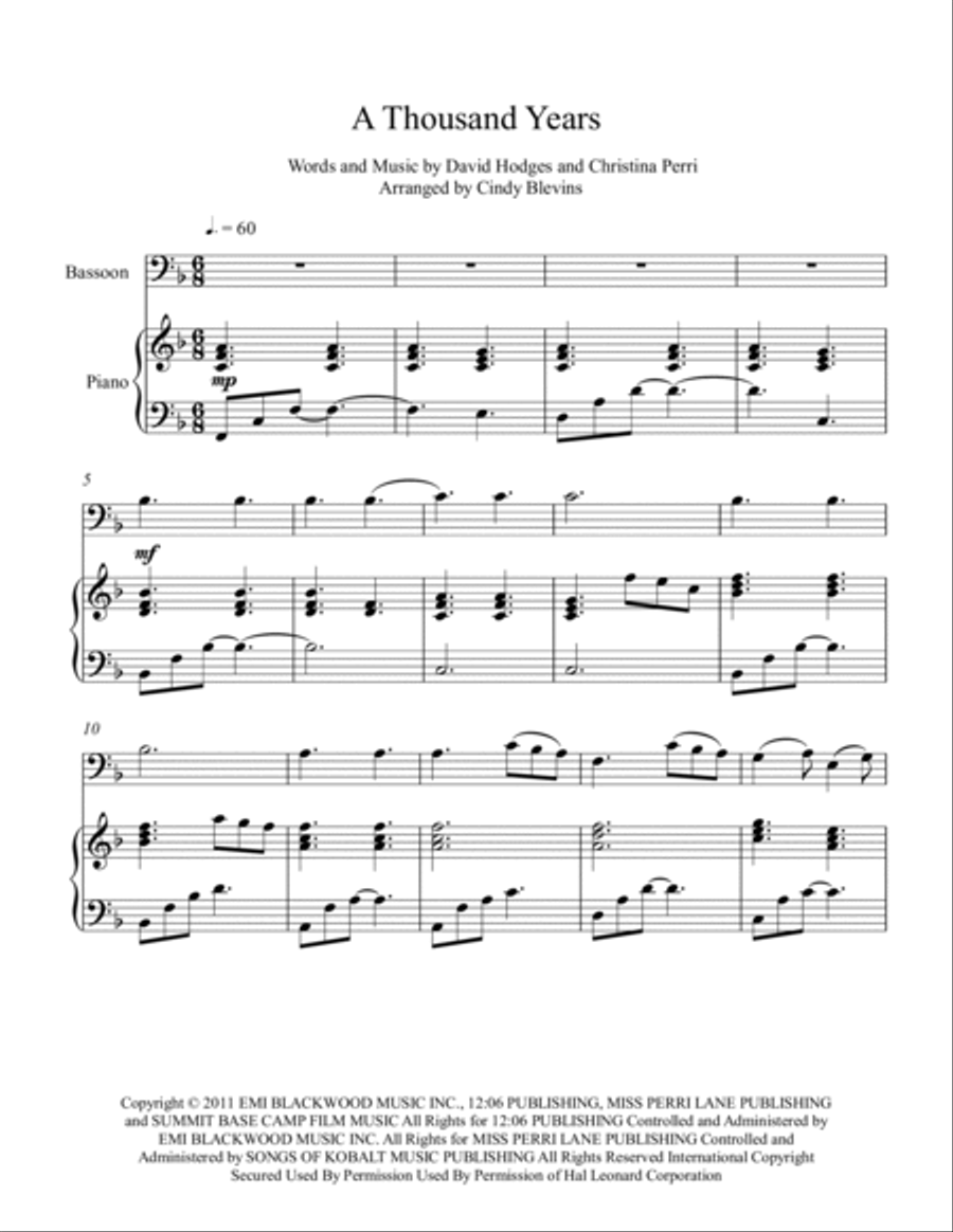 A Thousand Years Bassoon scores gallery preview page 2