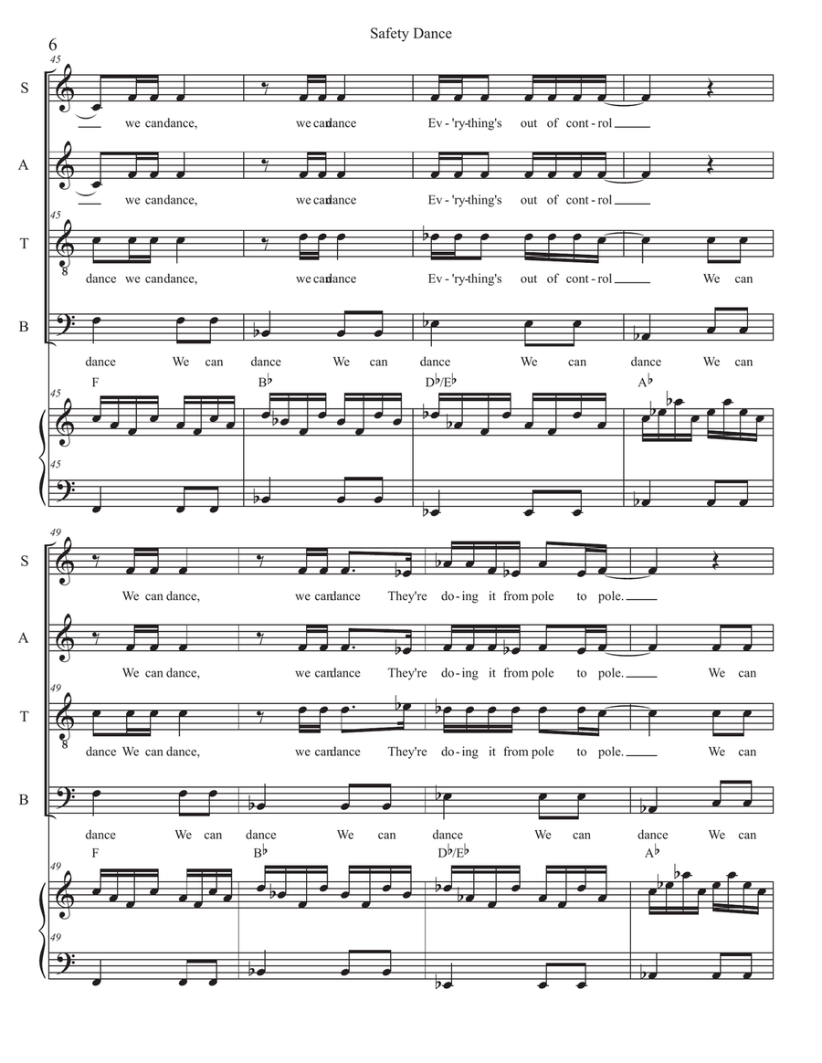 The Safety Dance 4-Part scores gallery preview page 6