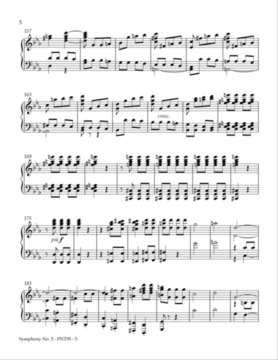 Symphony Number 5, 1st Movement Piano Solo scores gallery preview page 6