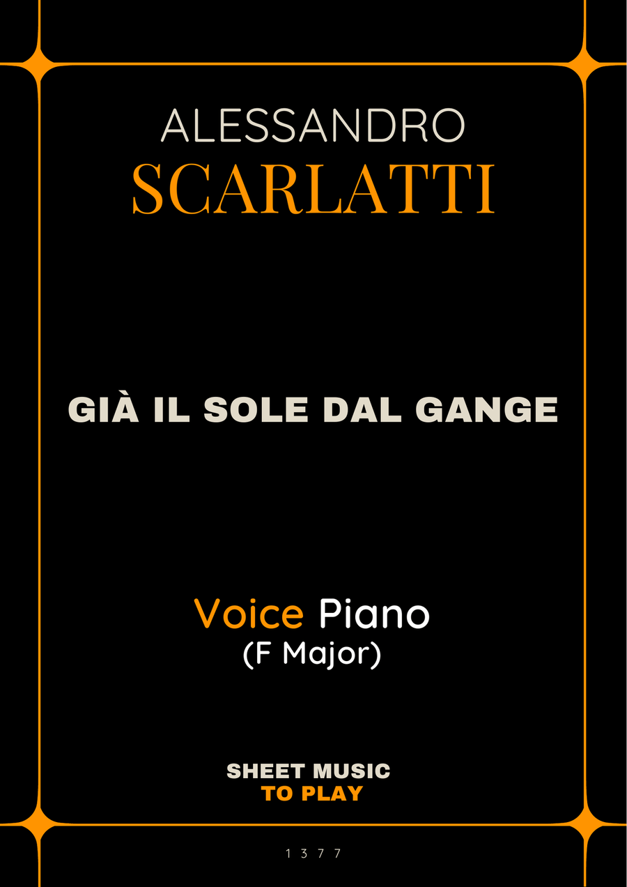 Scarlatti - Già il sole dal Gange - Voice and Piano - F Major Piano, Vocal scores gallery preview page 1