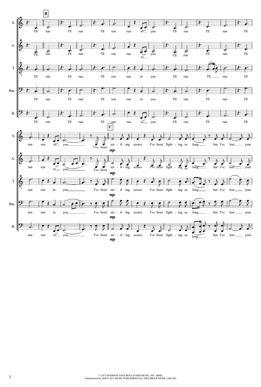 Run To You Divisi scores gallery preview page 2