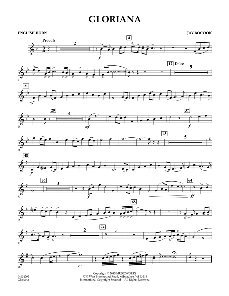 Gloriana - English Horn English Horn scores gallery preview page 1