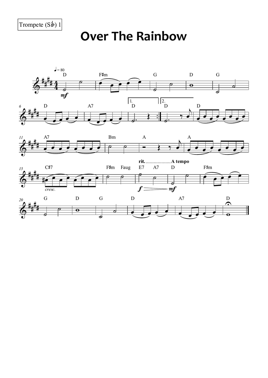 Over The Rainbow Brass Quintet scores gallery preview page 4