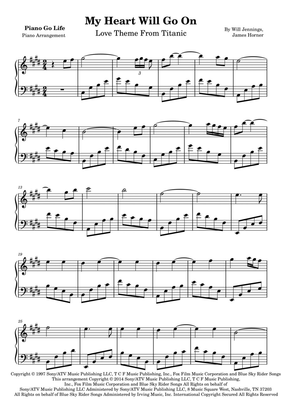 My Heart Will Go On (love Theme From 'titanic') Piano Solo scores gallery preview page 1