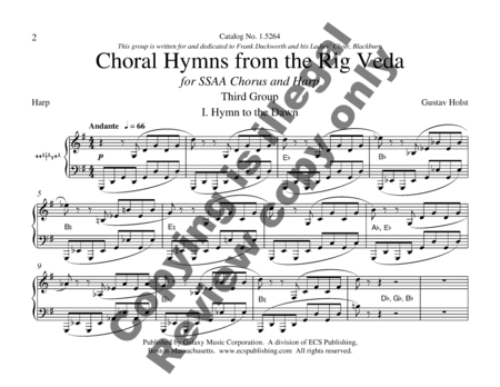 Choral Hymns from the Rig-Veda, Group 3 (Harp Part)