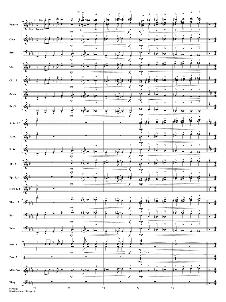 Selections from Chicago (arr. Ted Ricketts) - Full Score Concert Band scores gallery preview page 6