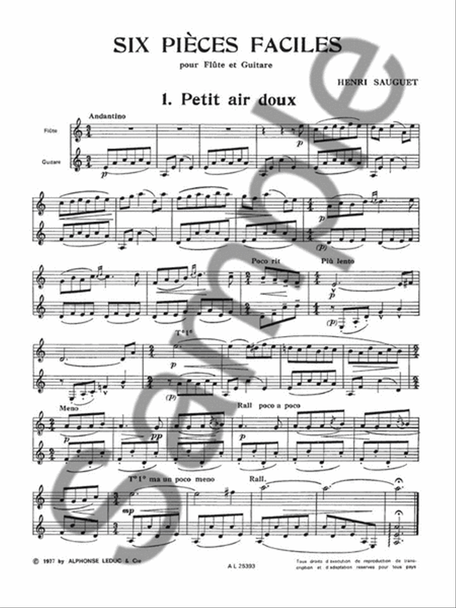 6 Pieces Faciles (flute & Guitar) Flute Solo scores gallery preview page 2
