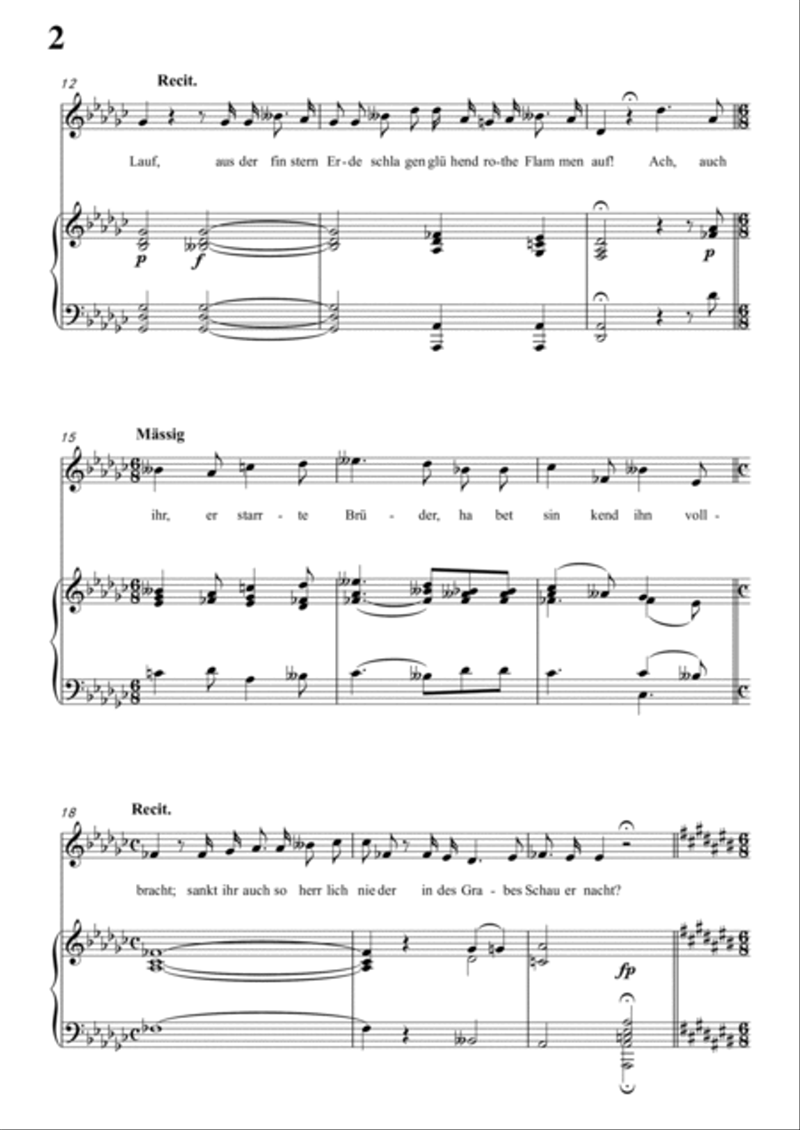 Schubert-Auf einem Kirchhof in bG for Vocal and Piano Voice scores gallery preview page 3