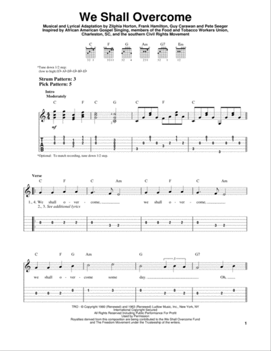 We Shall Overcome We Shall Overcome Acoustic Guitar scores gallery preview page 1
